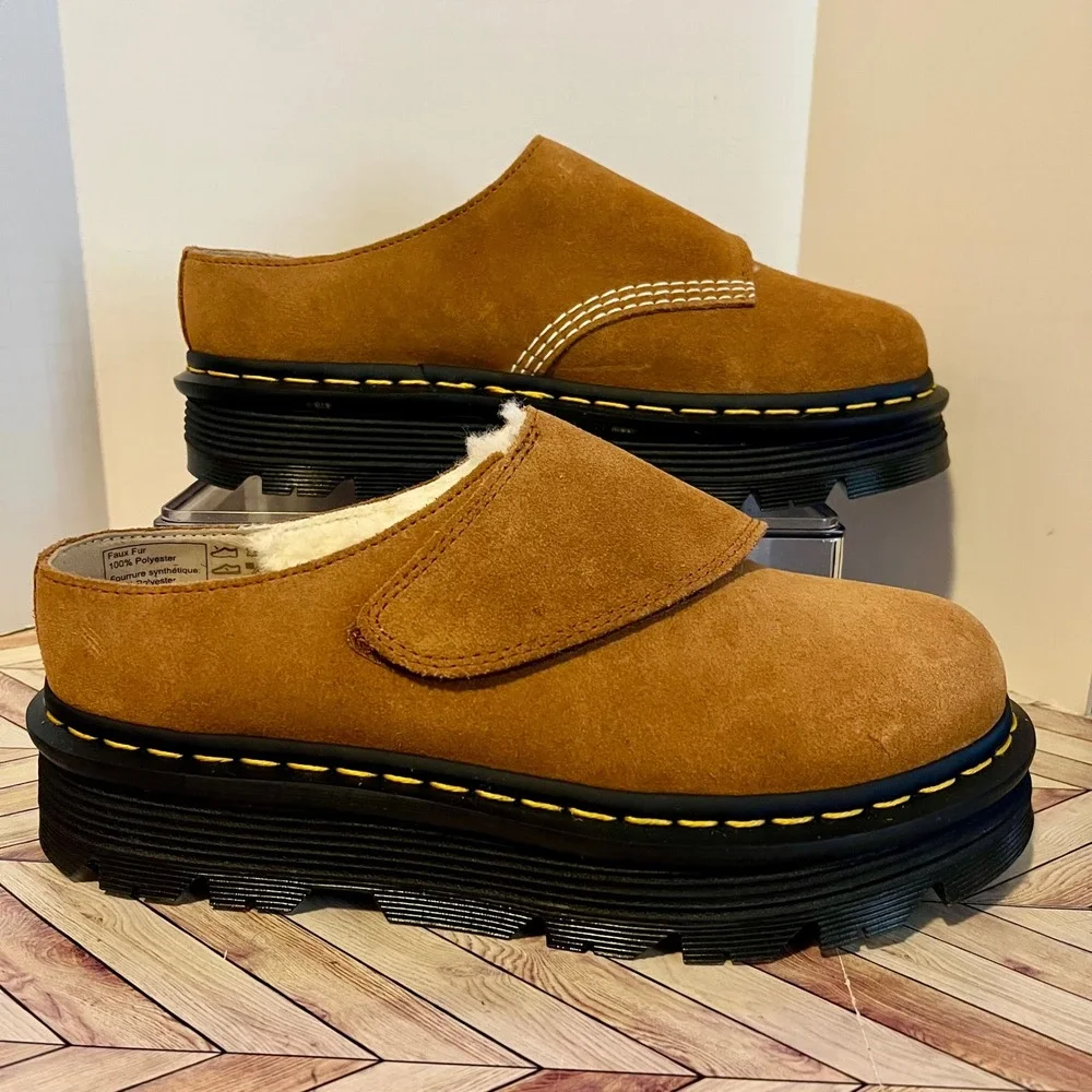 Dr Martens Zebzag Anywair Warm Lined Bronx Suede Desert Brown Men 7 Wmn‎ 8 Mules